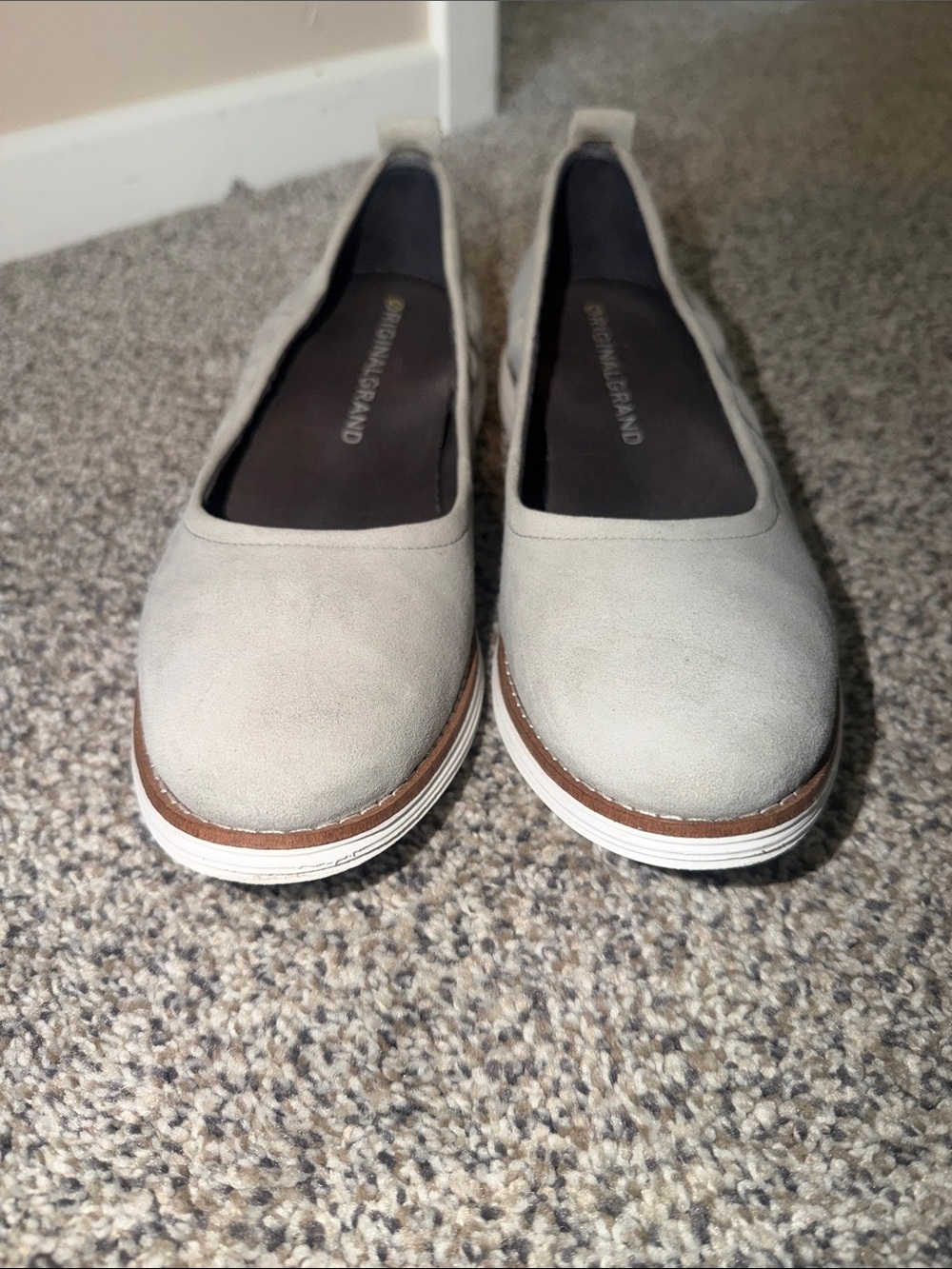 Cole Haan Light Gray Suede Slip-On Ballet Flats